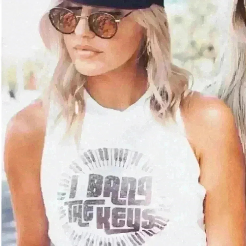 Mamie Ruth I Bang The Keys Tank Band Wife  Piano Keyboard wifey Size Small NWT